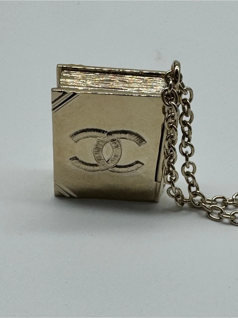 CHANEL Gold-Tone Book Locket Necklace
